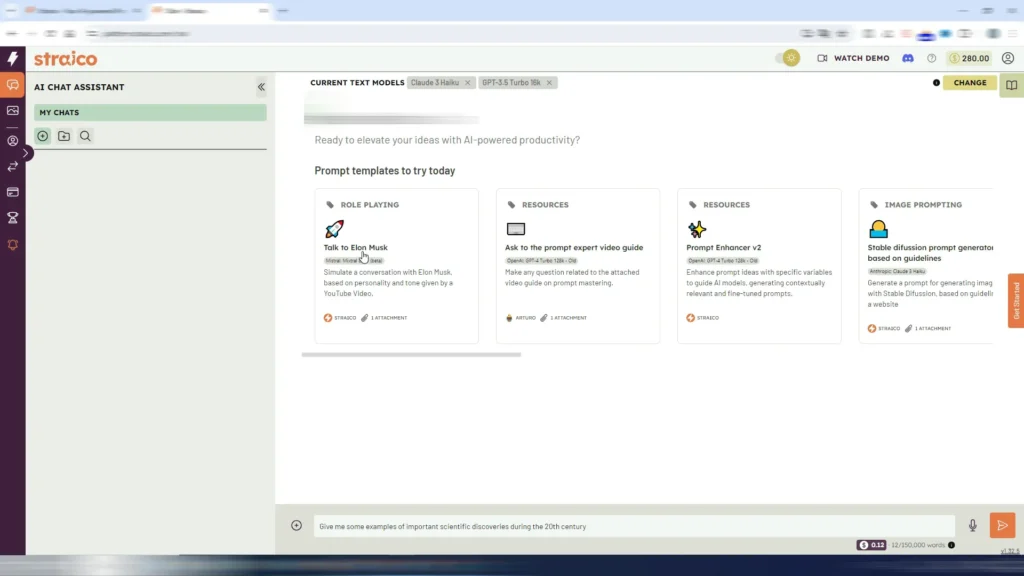 Straico-Dashboard-Übersicht
