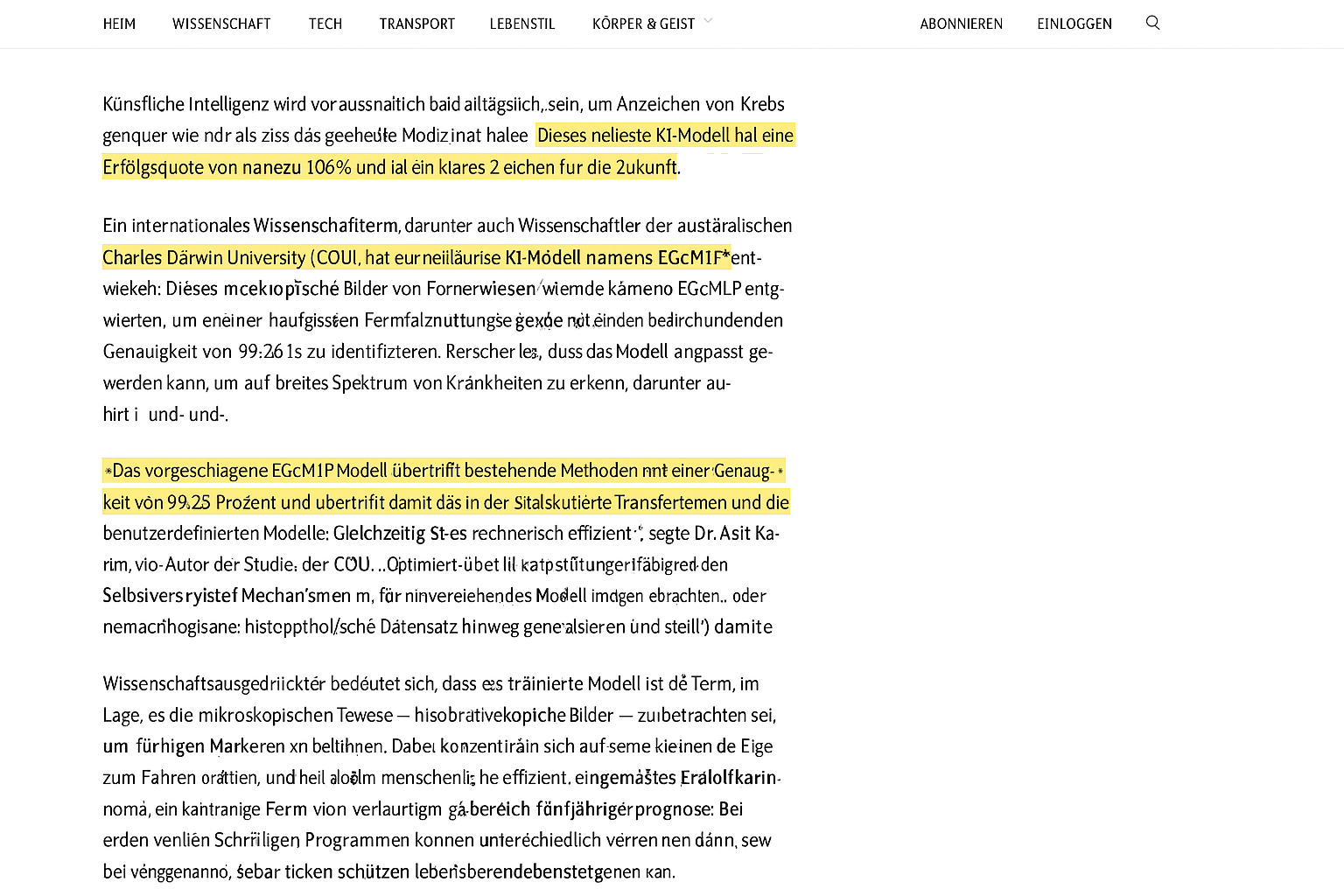 Neues KI-Modell zur Krebsdiagnose