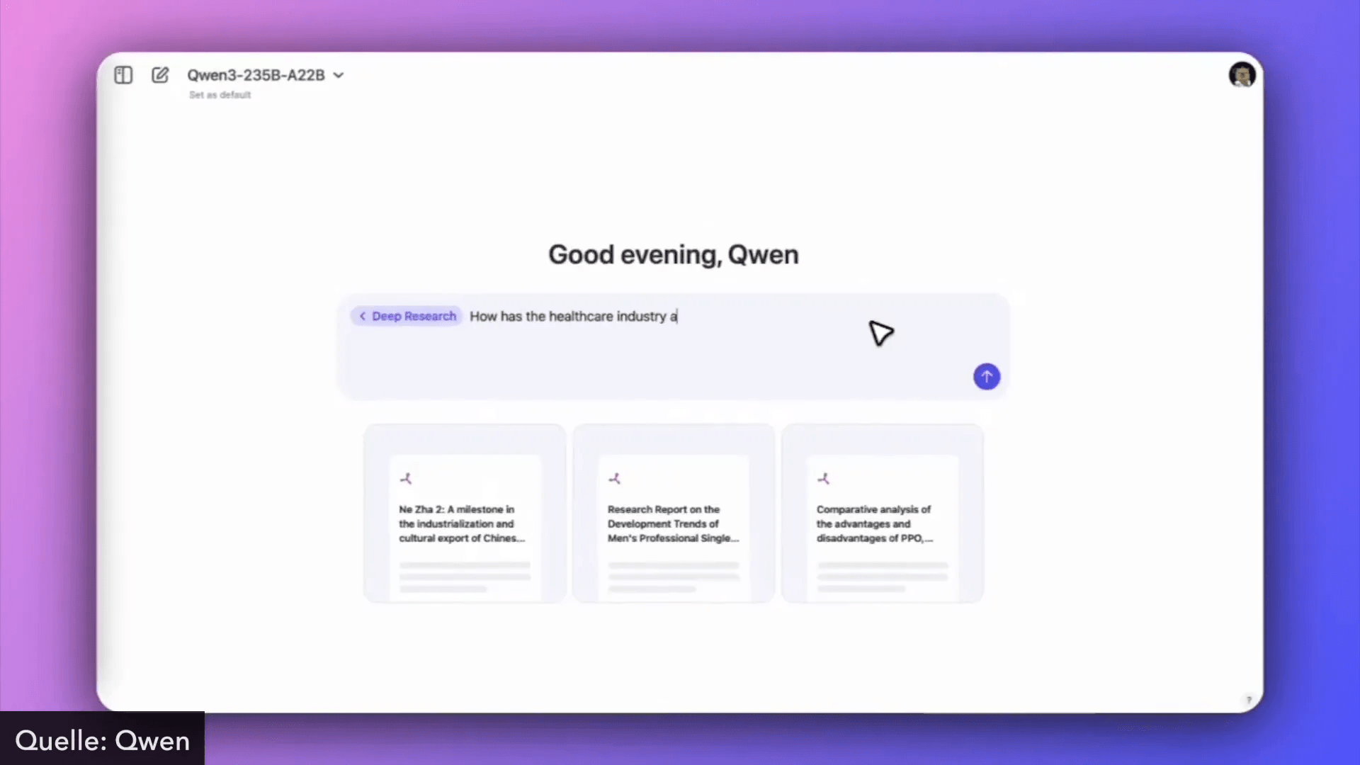 Qwen Chatbot mit Deep Research Funktion