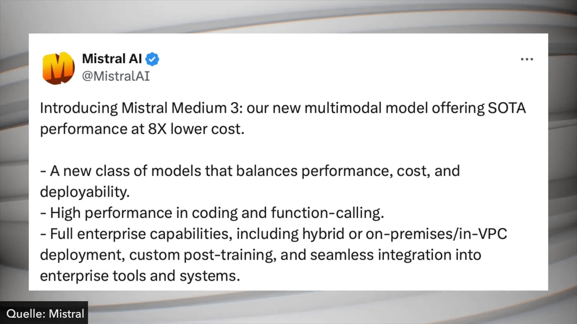 Mistral Medium 3 Modell vorgestellt